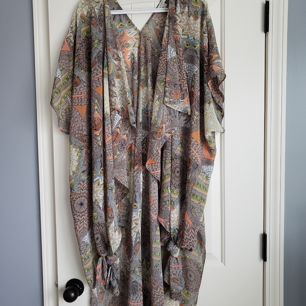 Umgee + Sheer Long Open Front Kimono sz XL/XXL